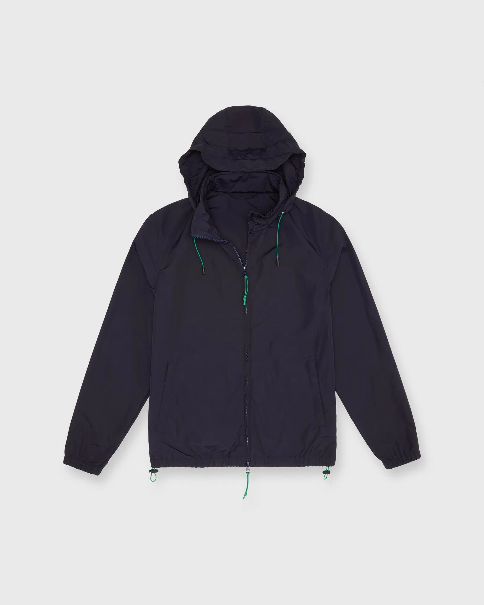 Hooded Track Jacket in Navy Nylon