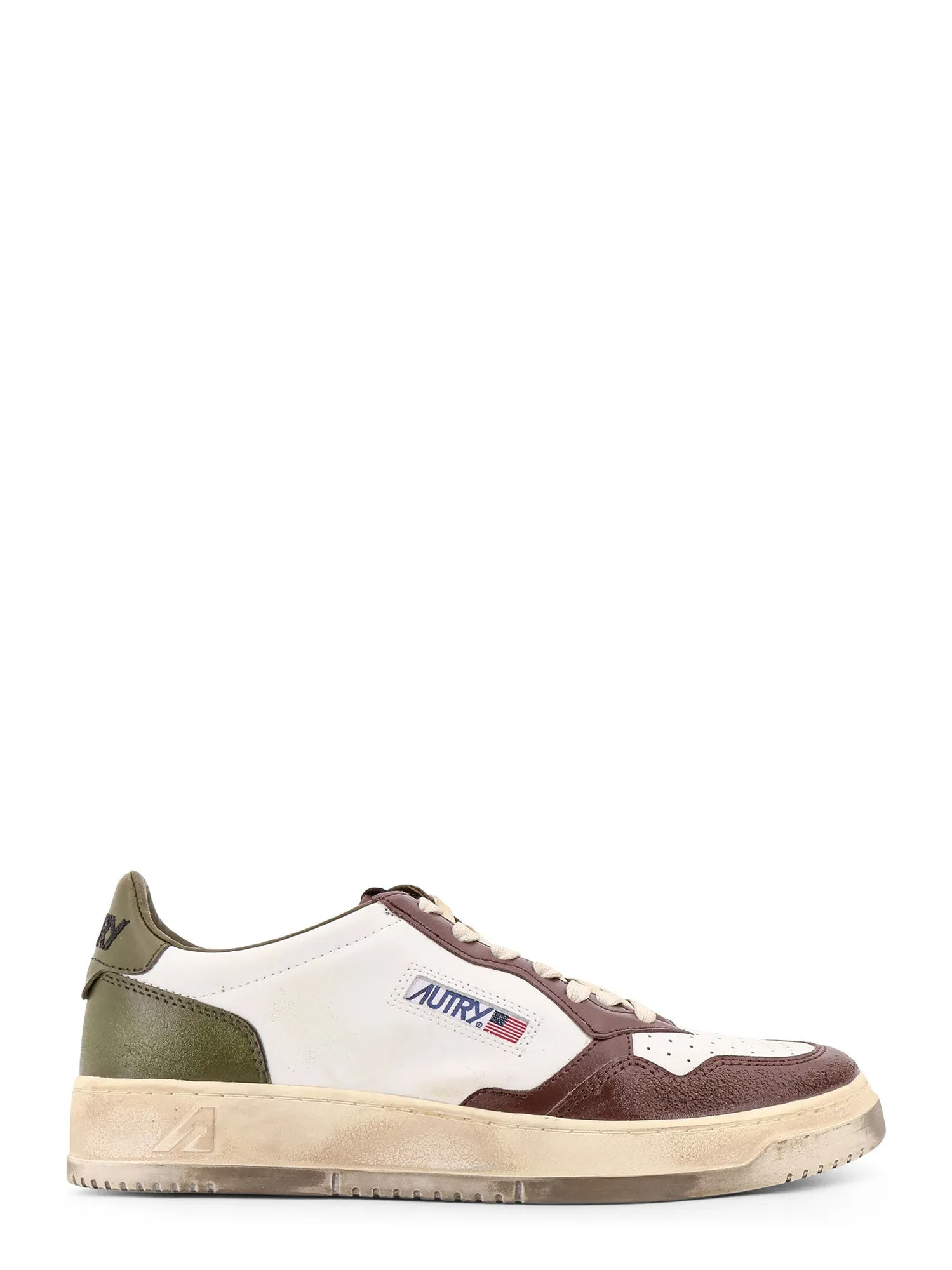 Leather sneakers with multicolor profiles