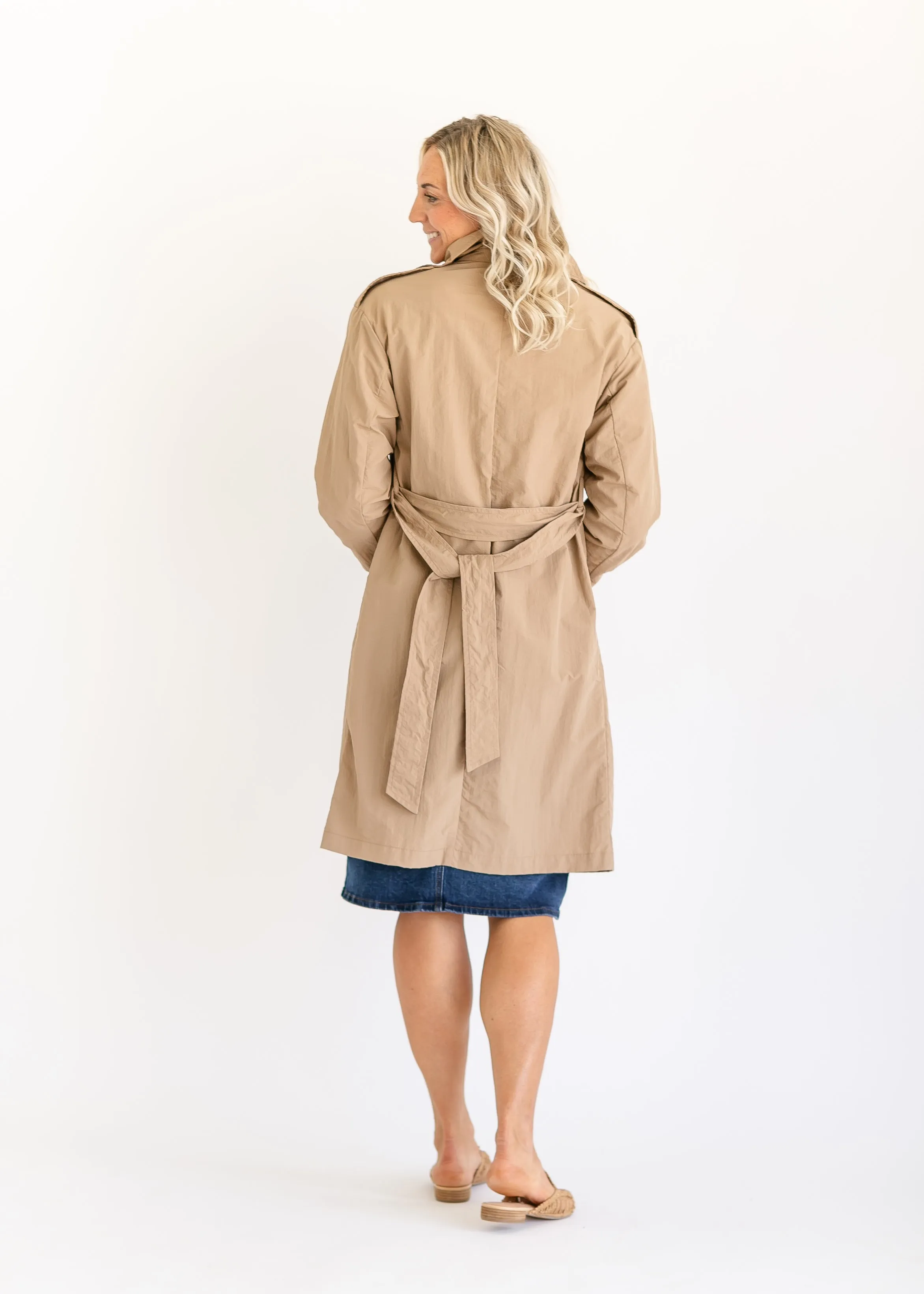 Long Button Up Belted Trench Coat - FINAL SALE