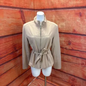 MARC NEW YORK ANDREW MARC BEIGE WAIST TIE ZIP UP JACKET SIZE LARGE TCC