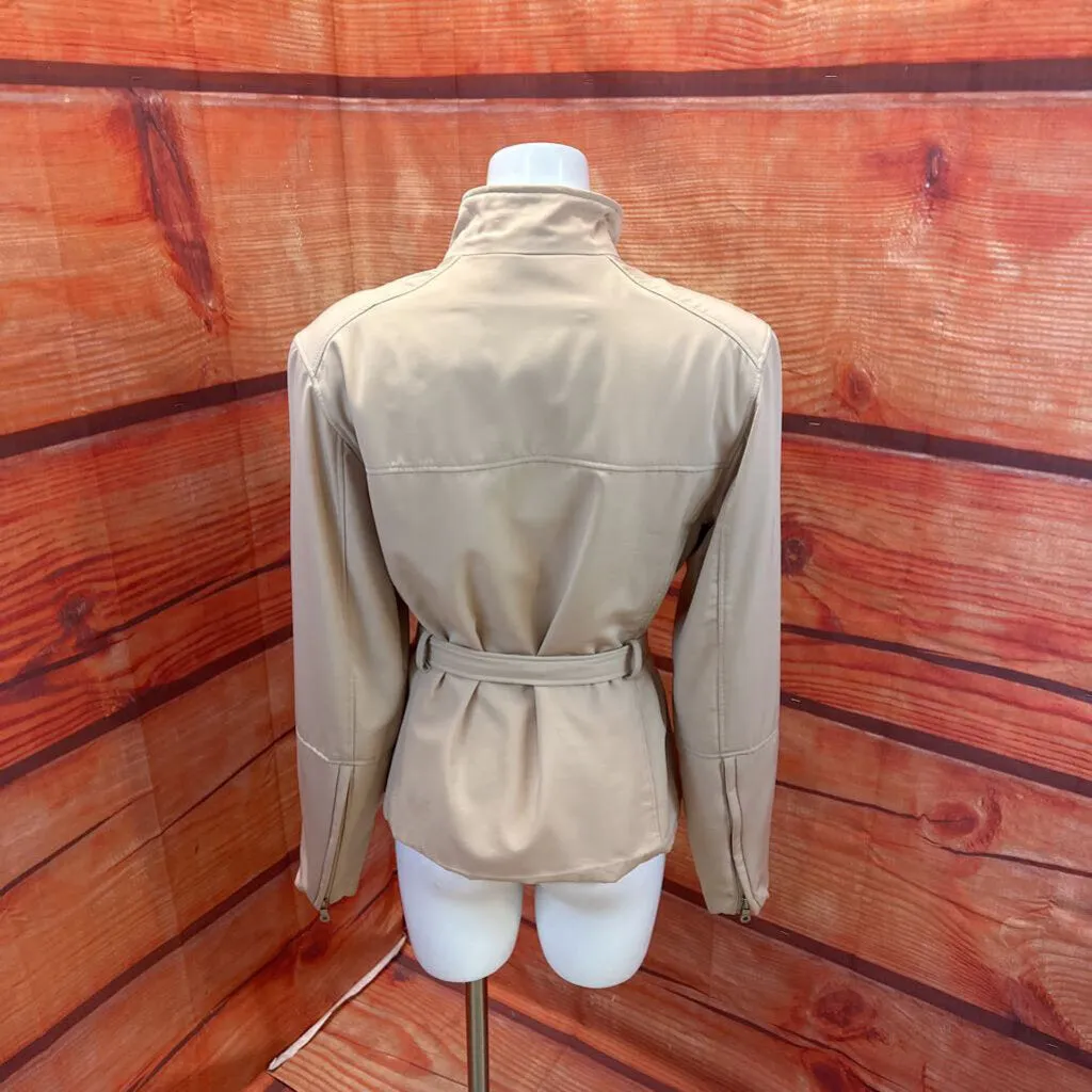 MARC NEW YORK ANDREW MARC BEIGE WAIST TIE ZIP UP JACKET SIZE LARGE TCC