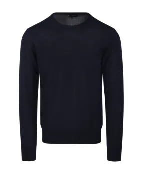 MEN EMPORIO ARMANI DARK BLUE VIRGIN WOOL SWEATER