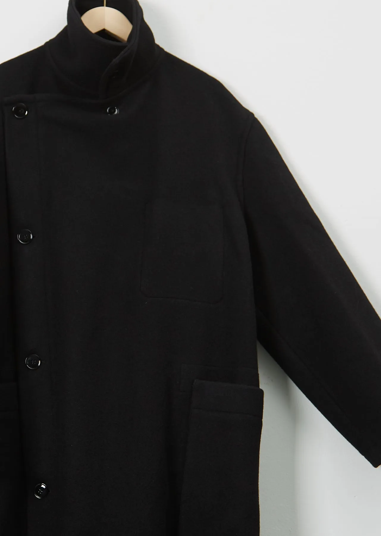 Men's Wool Wrap Coat — Black