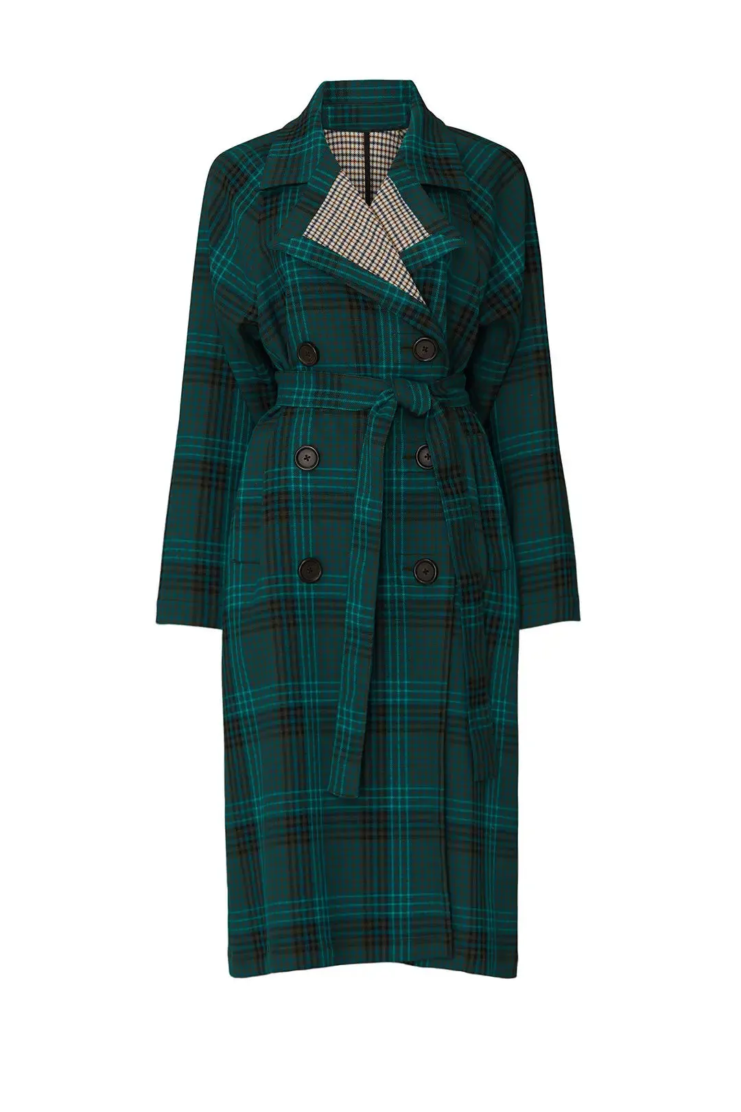 Multi Green Plaid Coat