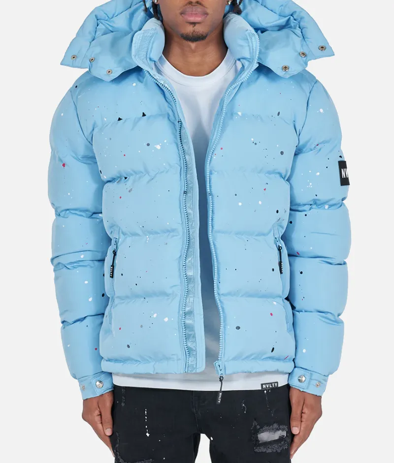 Nvlty Paint Puffer Jacket Baby Blue | Upto 30% Off