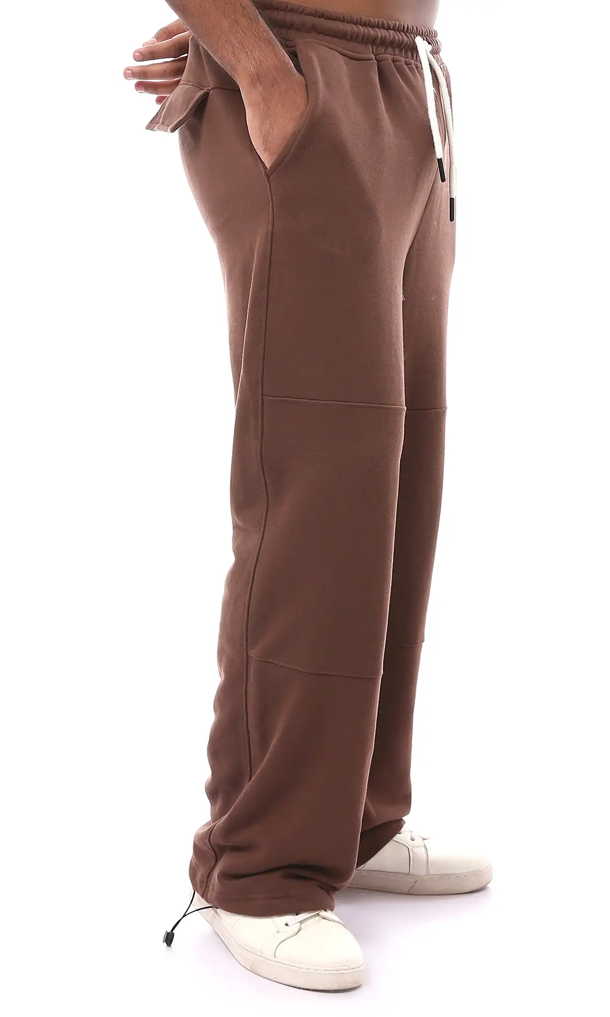 O174894 Solid Slip On Cotton Brown Pants