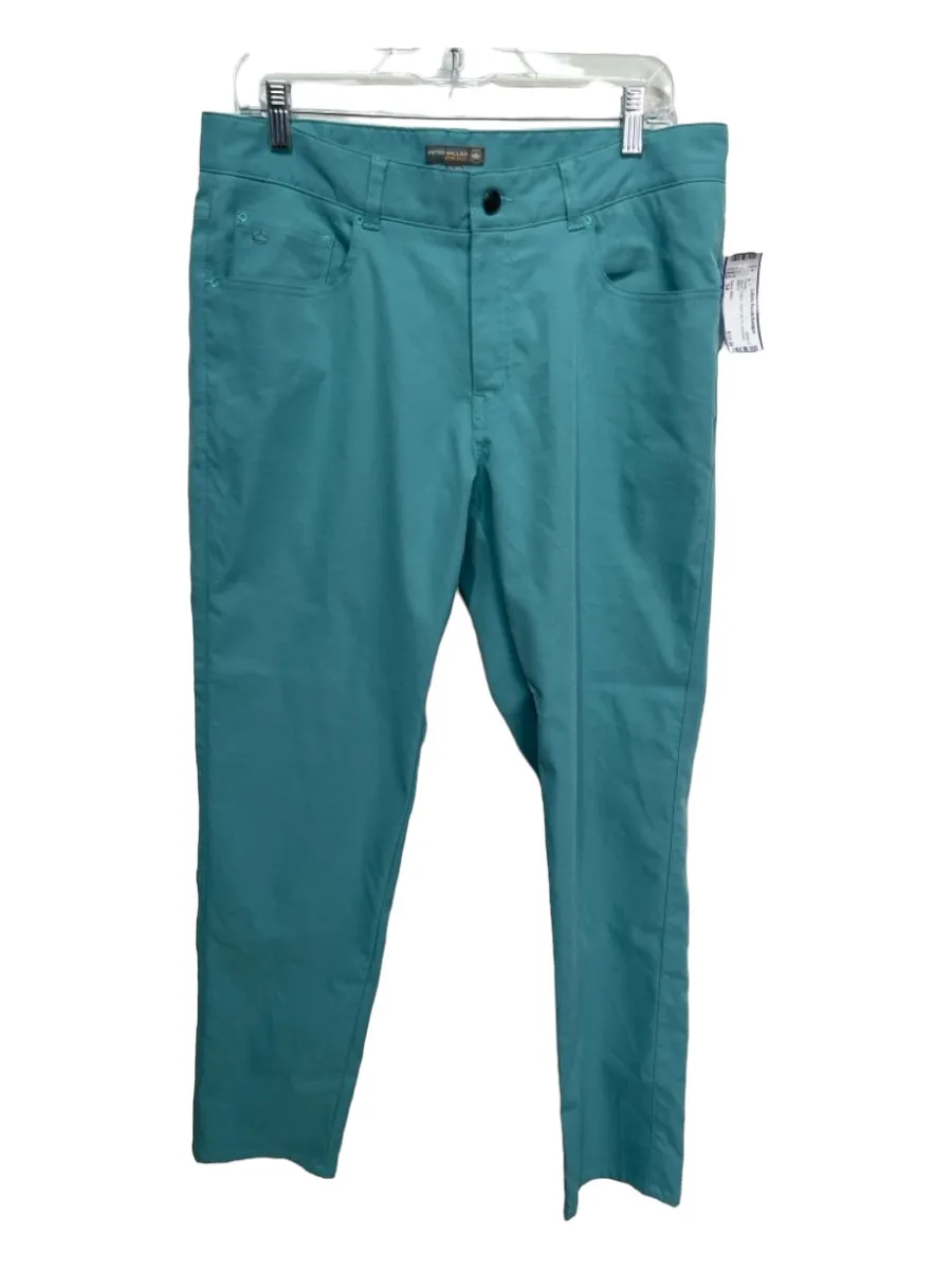 Peter Millar Size 34 Aqua Cotton Solid Zip Fly Men's Pants