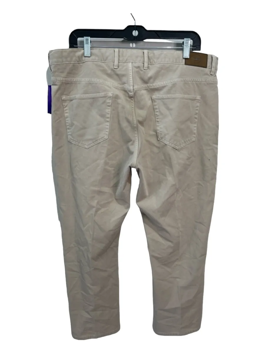 Peter Millar Size 38 Khaki Cotton Solid Zip Fly Men's Pants