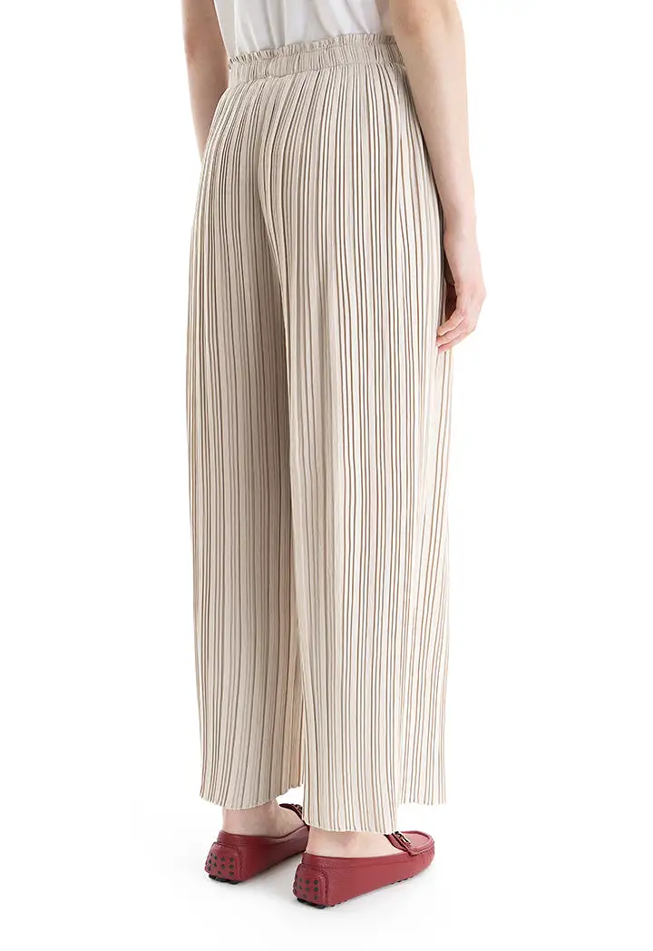 Pleated Wide Leg Solid Trouser