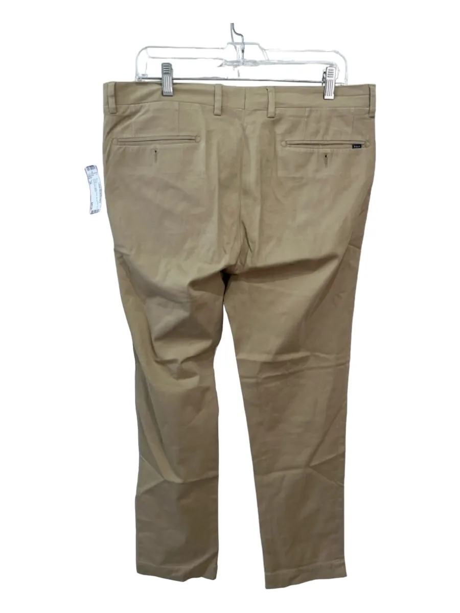 Polo Size 34 Khaki Cotton Solid Zip Fly Men's Pants