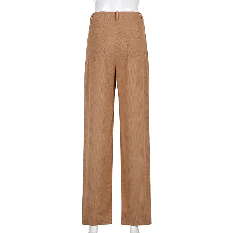 Retro Solid Corduroy High Waist Wide Leg Pants (5 colors)