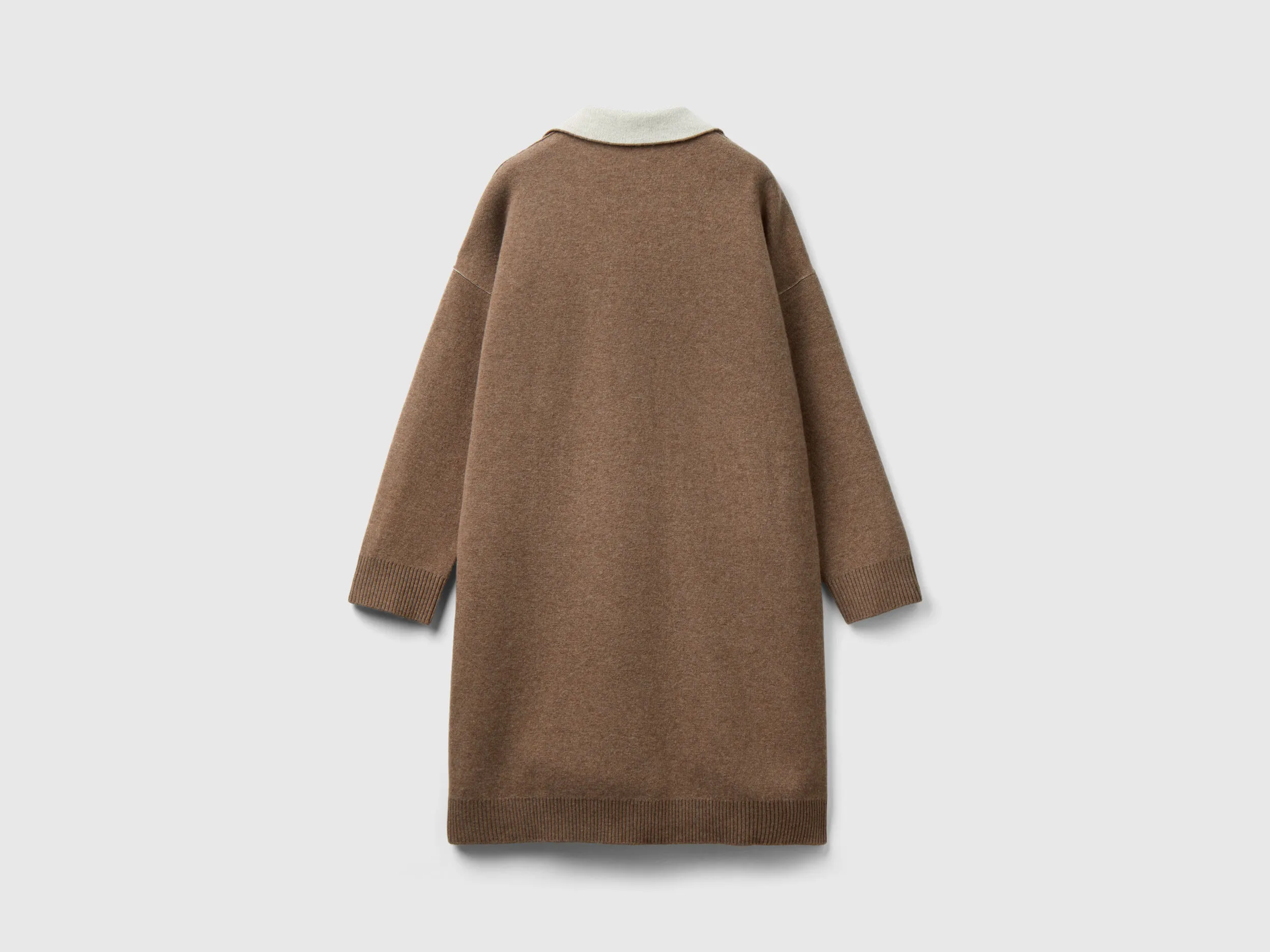 Reversible knit coat - Beige | Benetton