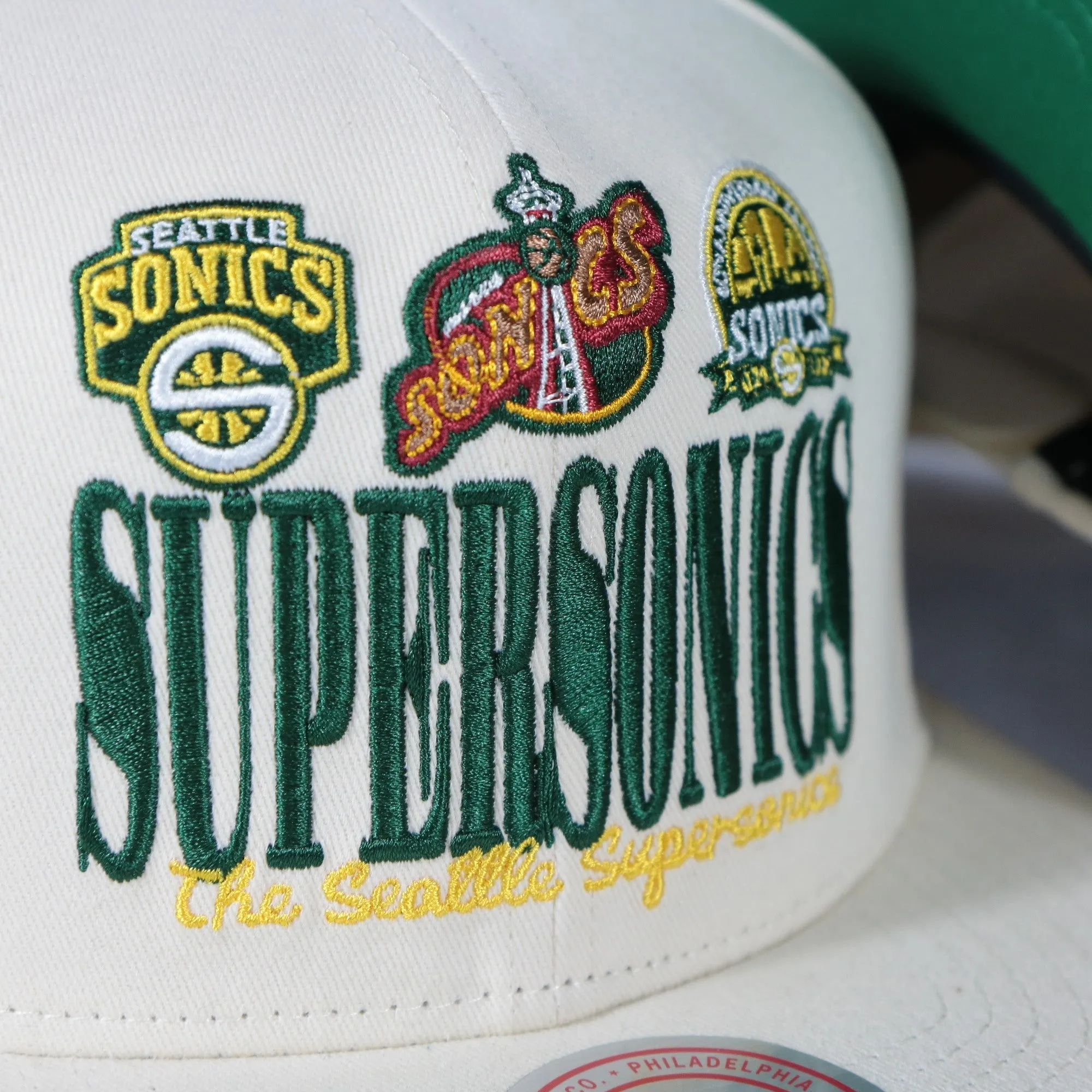 Seattle Supersonics Hardwood Classics Reframe Retro Green bottom | Off-White Snapback Hat