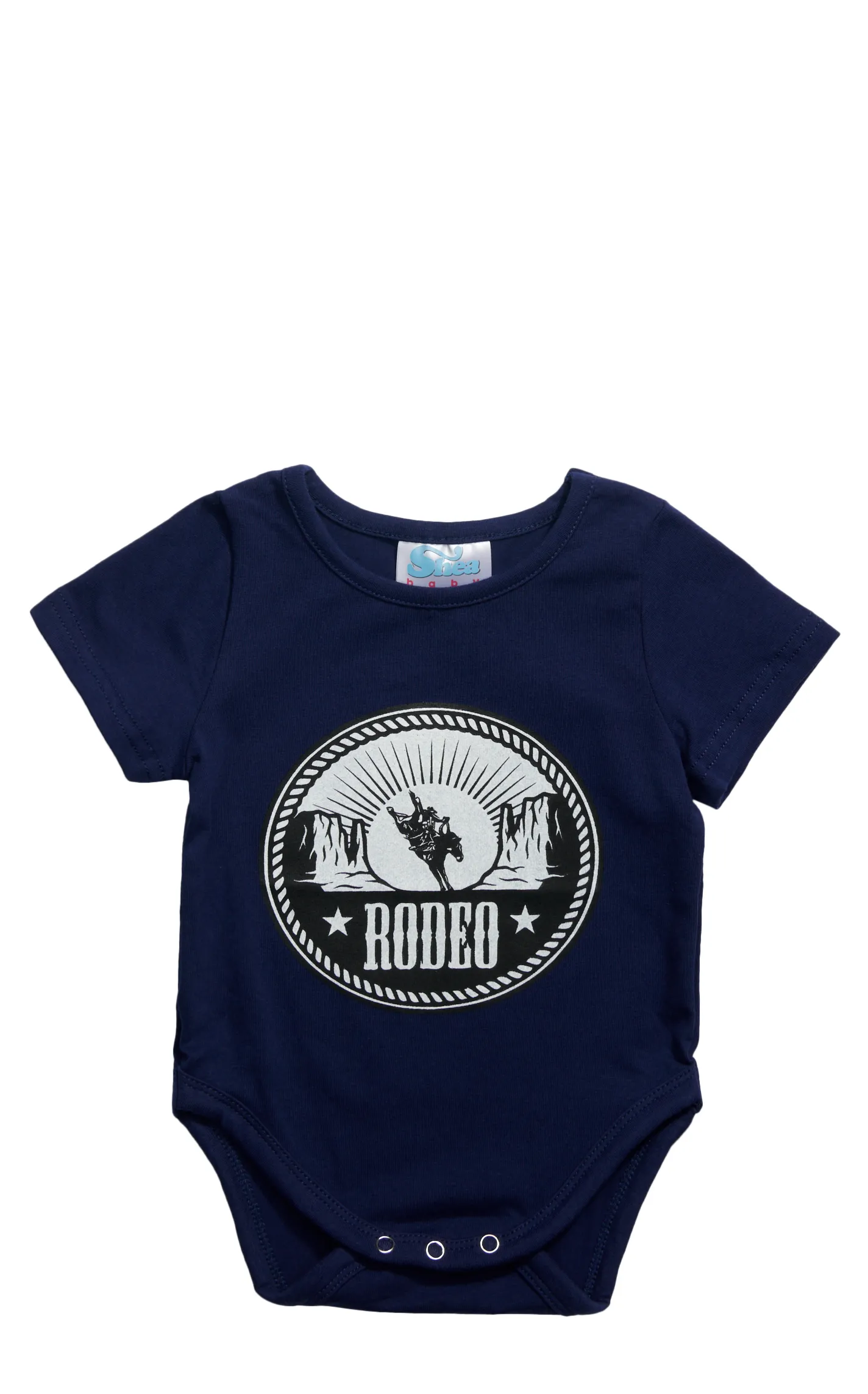 Shea Baby Infant Boy's Navy & Rodeo Graphic Onesie