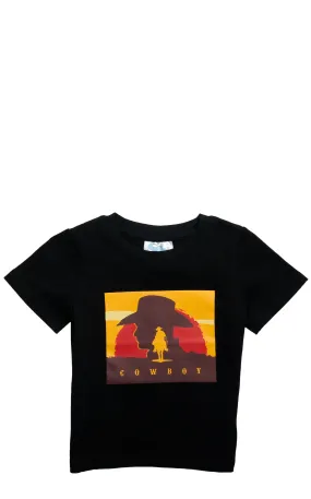 Shea Baby Toddler  Boy's Black & Cowboy Sunset Graphic T-Shirt