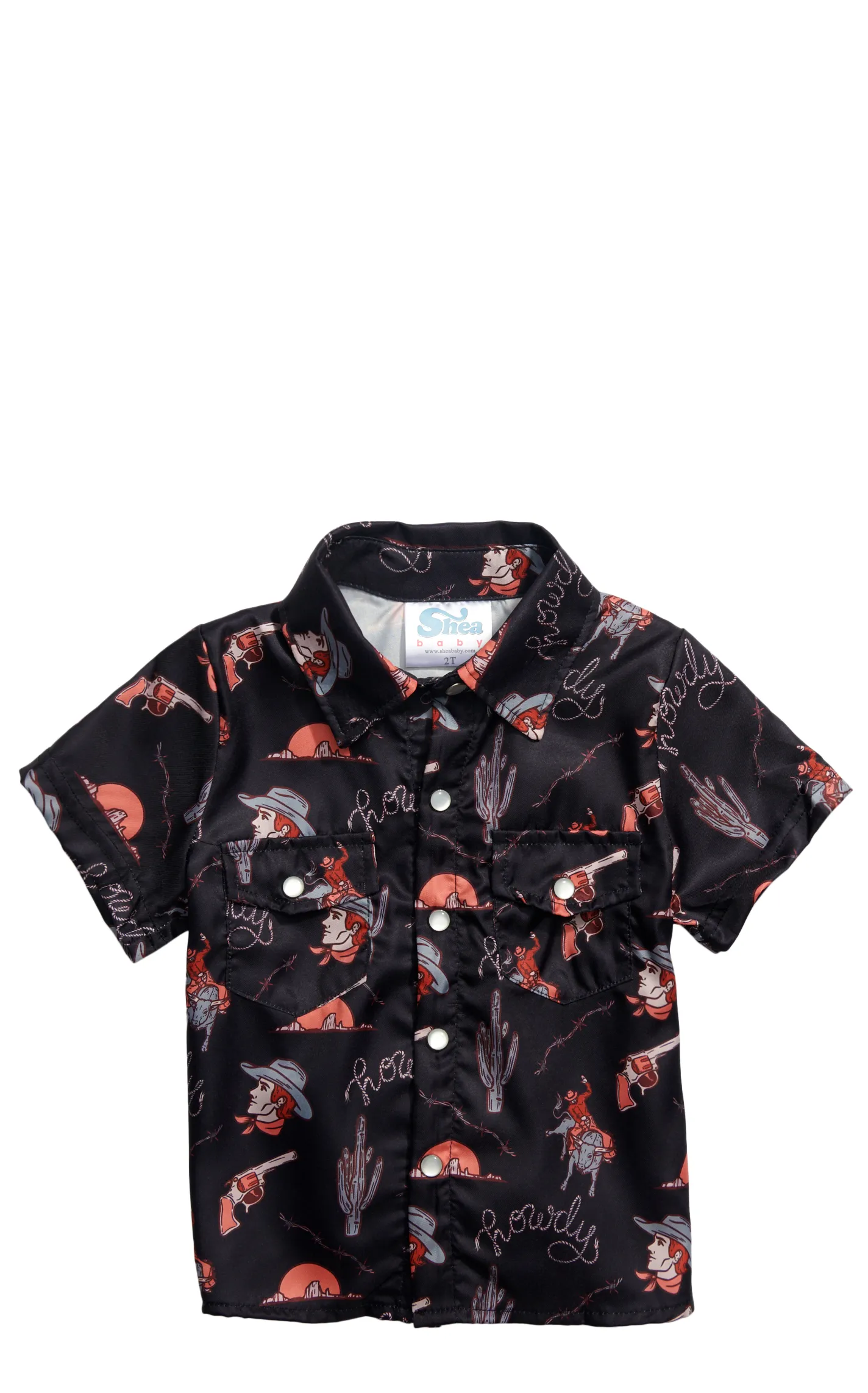 Shea Baby Toddler Boy's Black Yee-Haw Retro Western Print Shirt