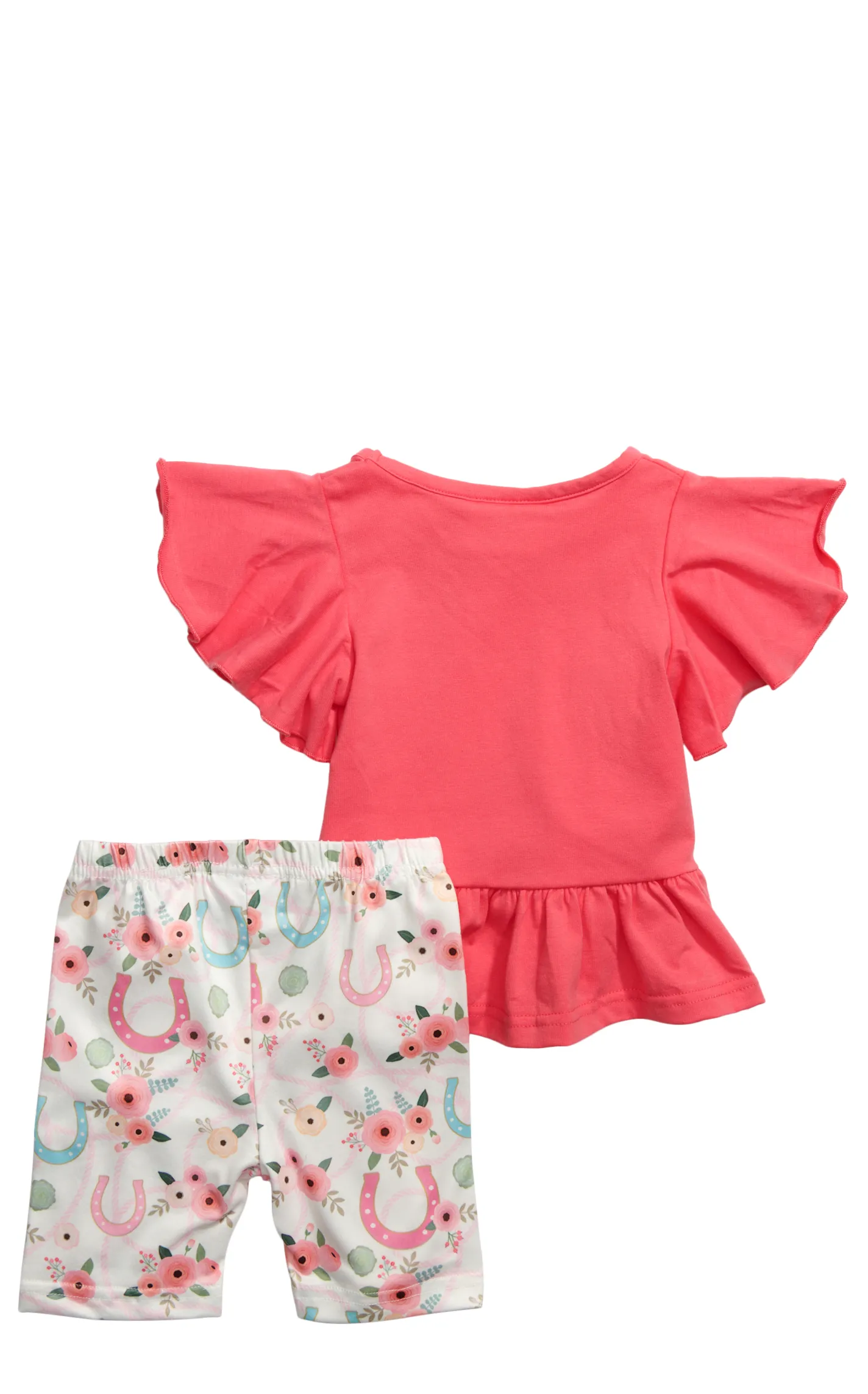 Shea Baby Toddler Pink Horseshoe & Floral Print Short Set