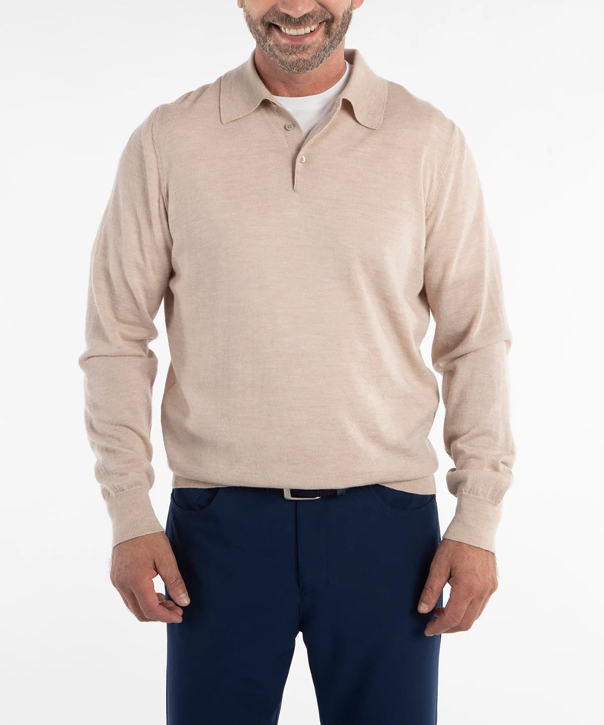 Signature Ultra Light 100% Merino Wool Long-Sleeve Polo Sweater