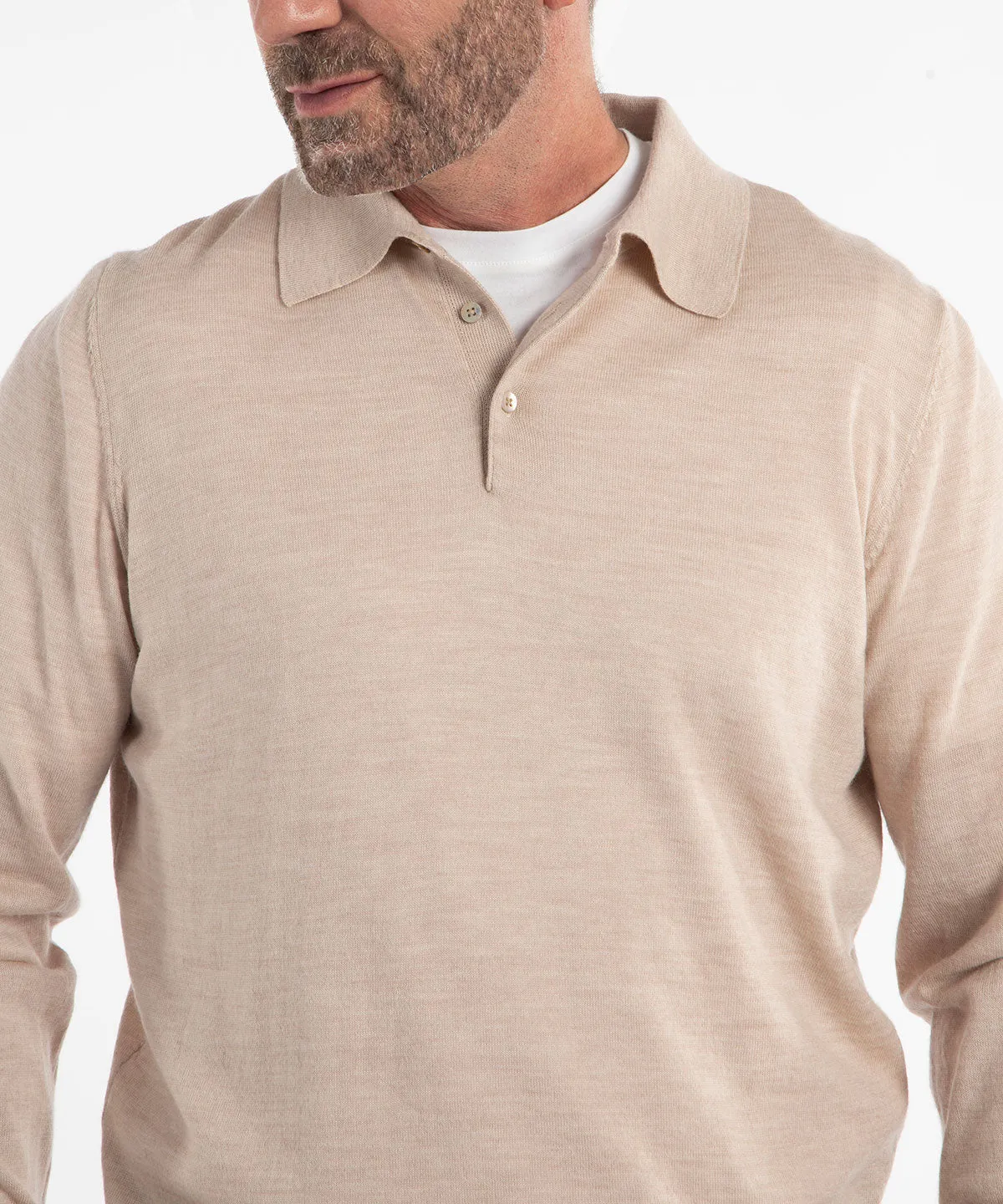 Signature Ultra Light 100% Merino Wool Long-Sleeve Polo Sweater