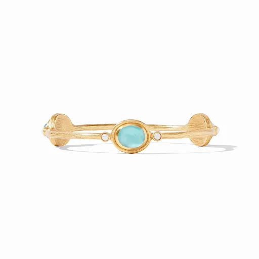 Simone Bangle Gold Iridescent Bahamian Blue and Pearl - Medium by Julie Vos