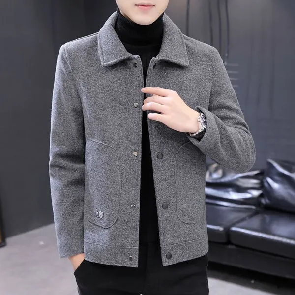 Slim fit short wool mix jacket for men