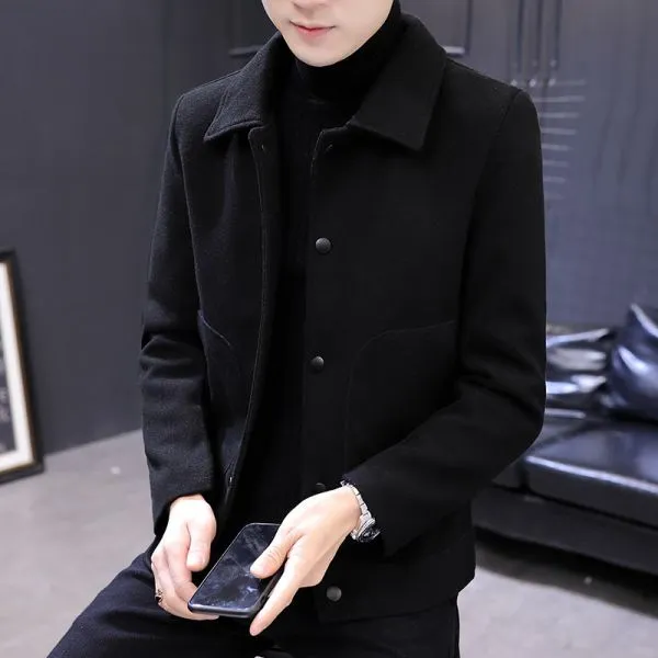 Slim fit short wool mix jacket for men