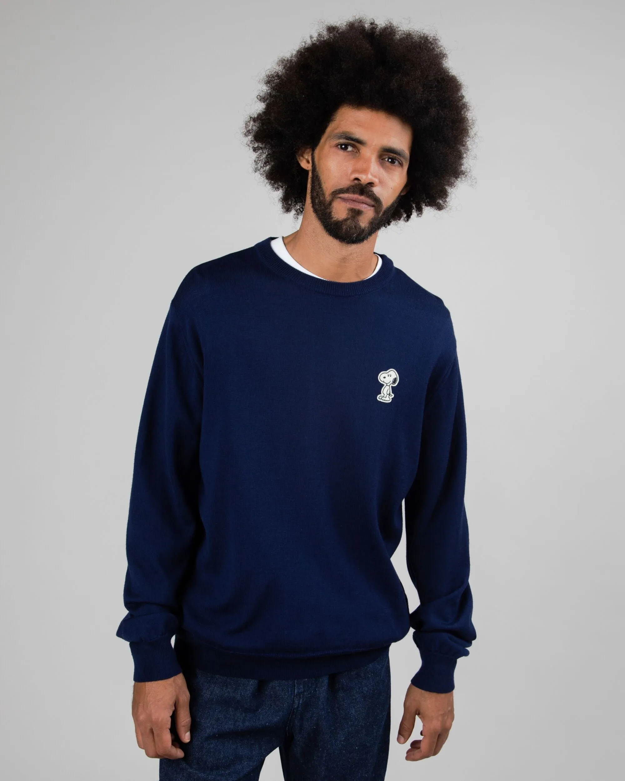 Snoopy Patch Wool Sweater Navy