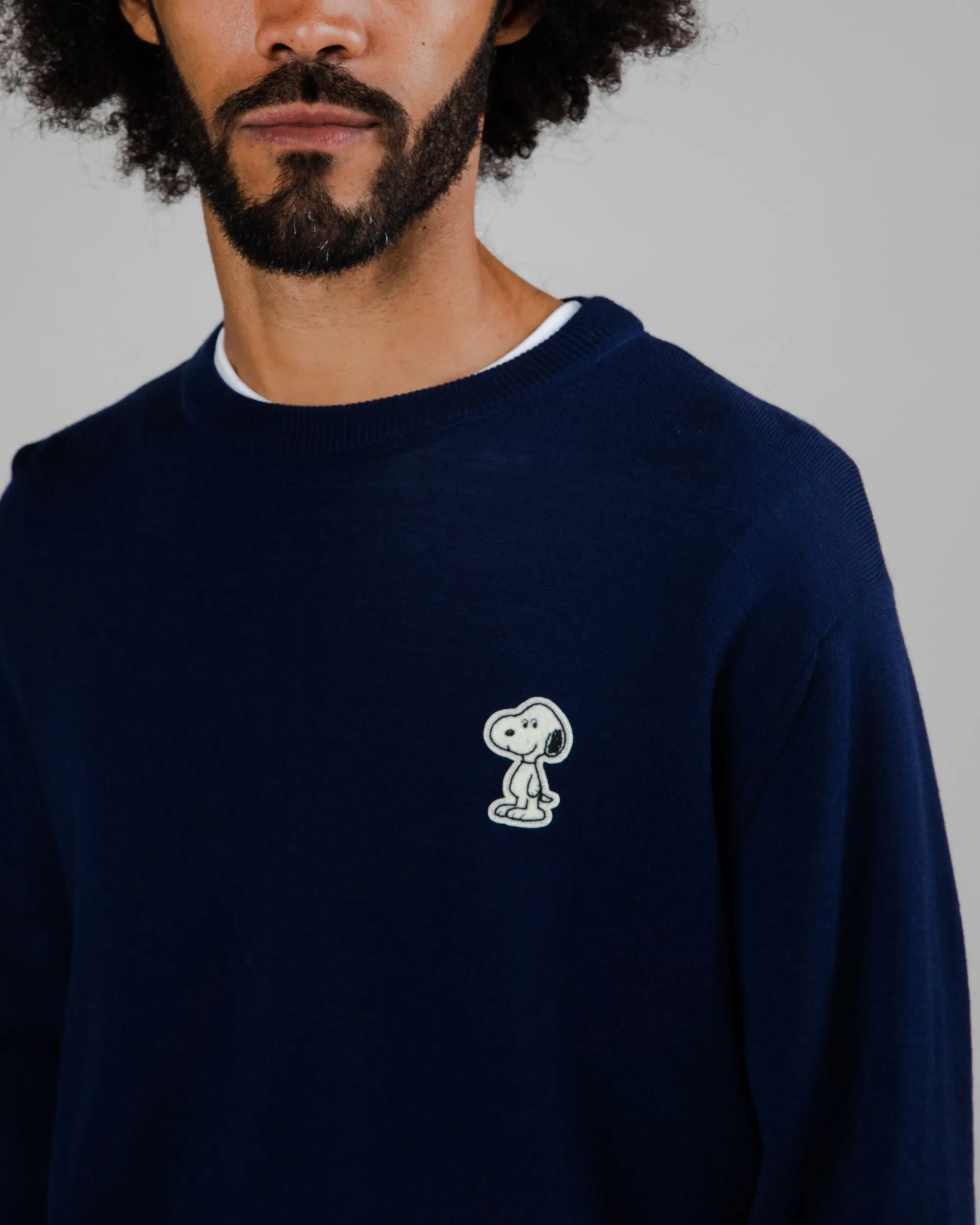 Snoopy Patch Wool Sweater Navy