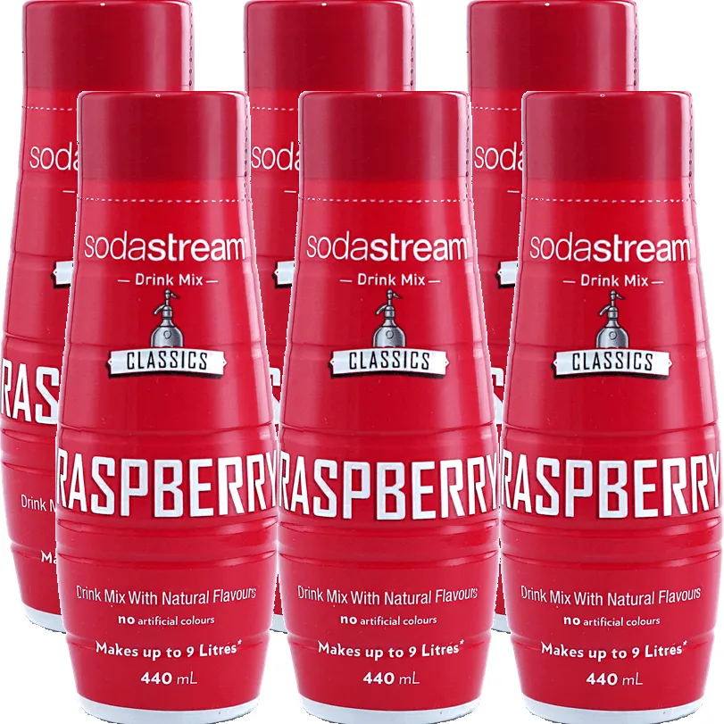 SodaStream Raspberry Classic Syrup Soda Mix 440mL Pack 6 BULK