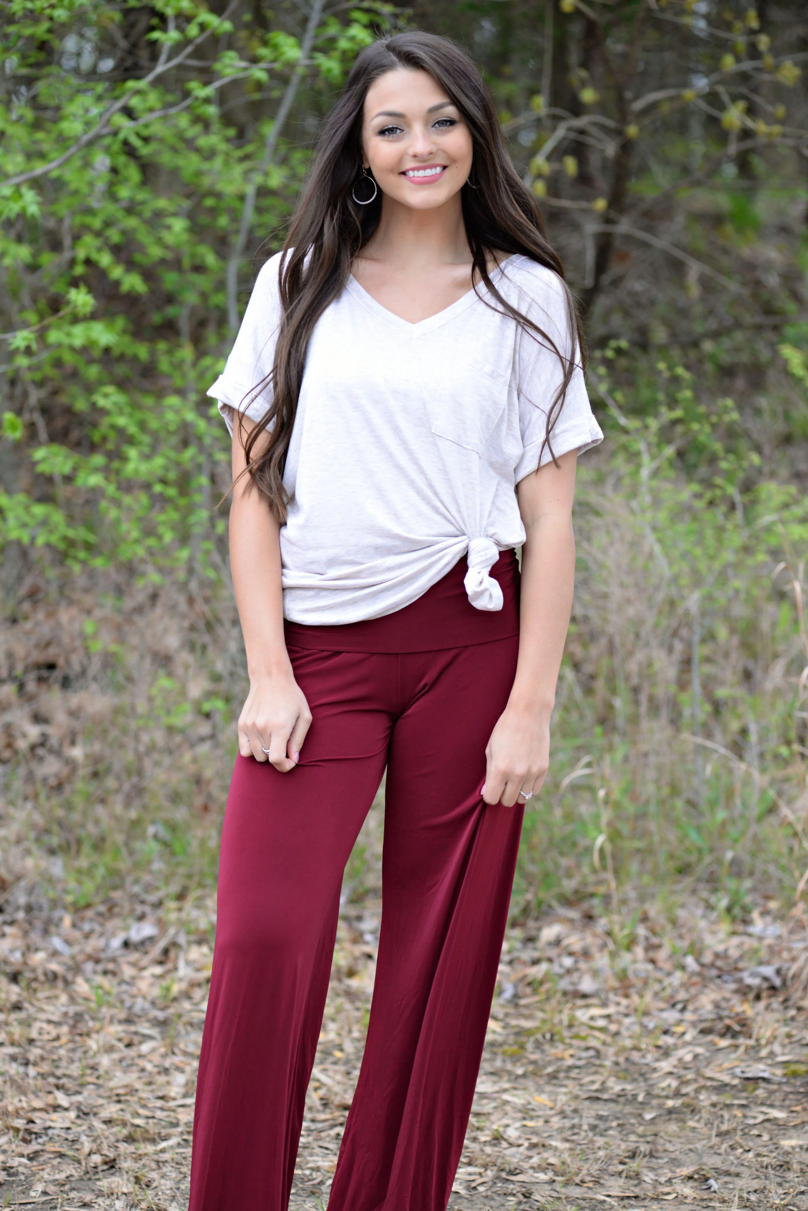 Solid Burgundy Yoga Pants