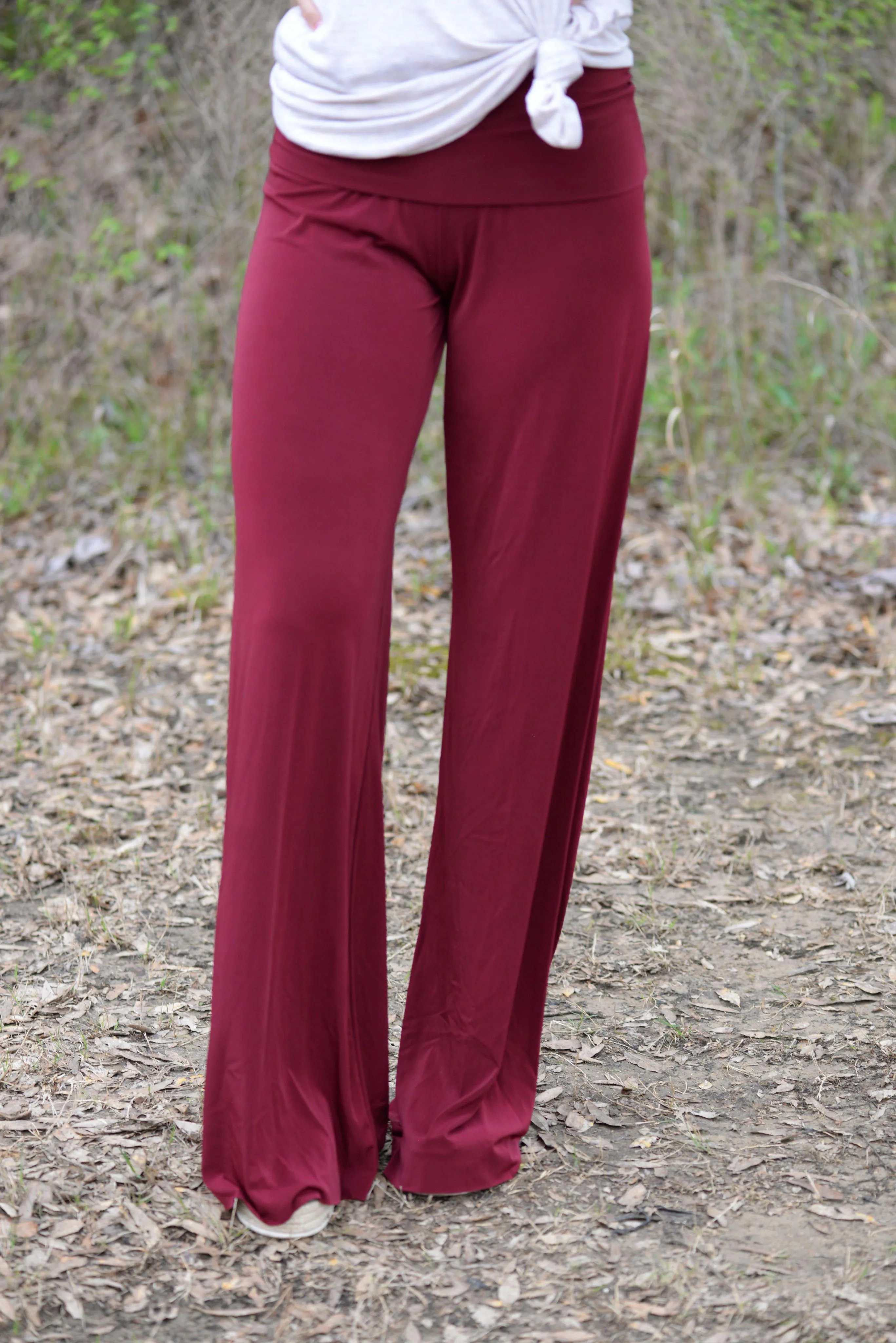 Solid Burgundy Yoga Pants