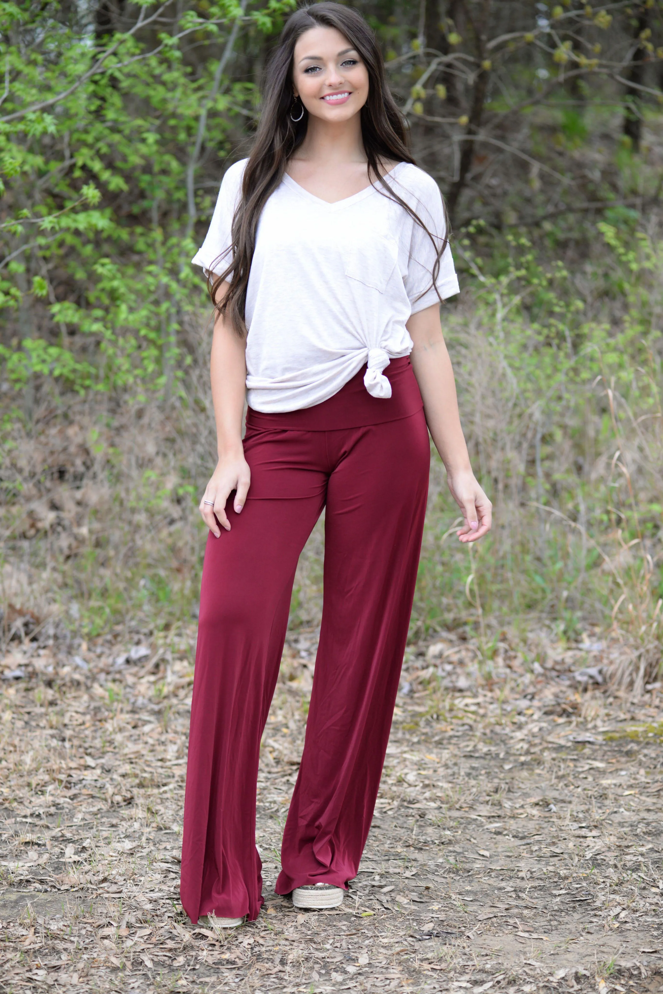 Solid Burgundy Yoga Pants