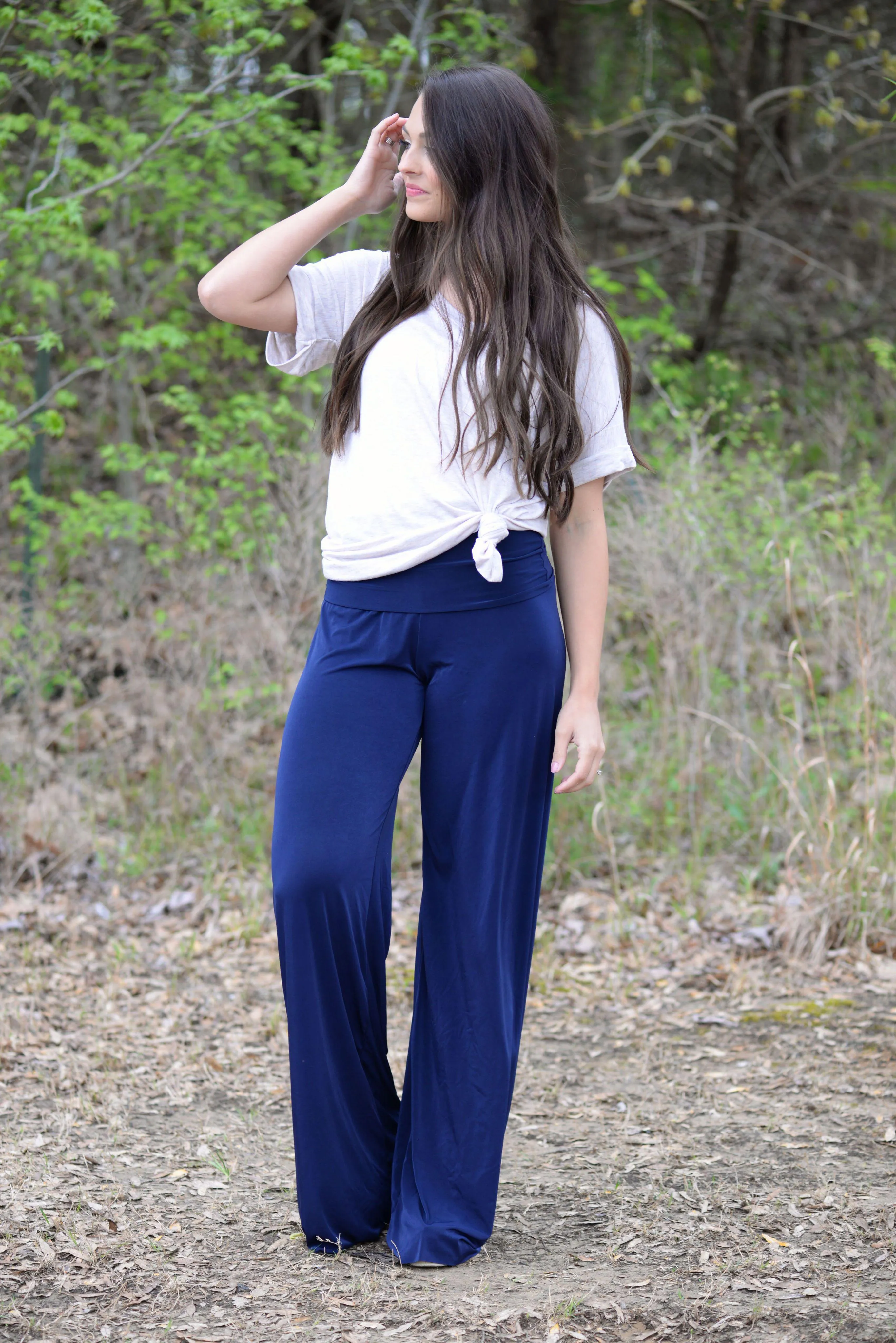 SOLID NAVY YOGA PANTS