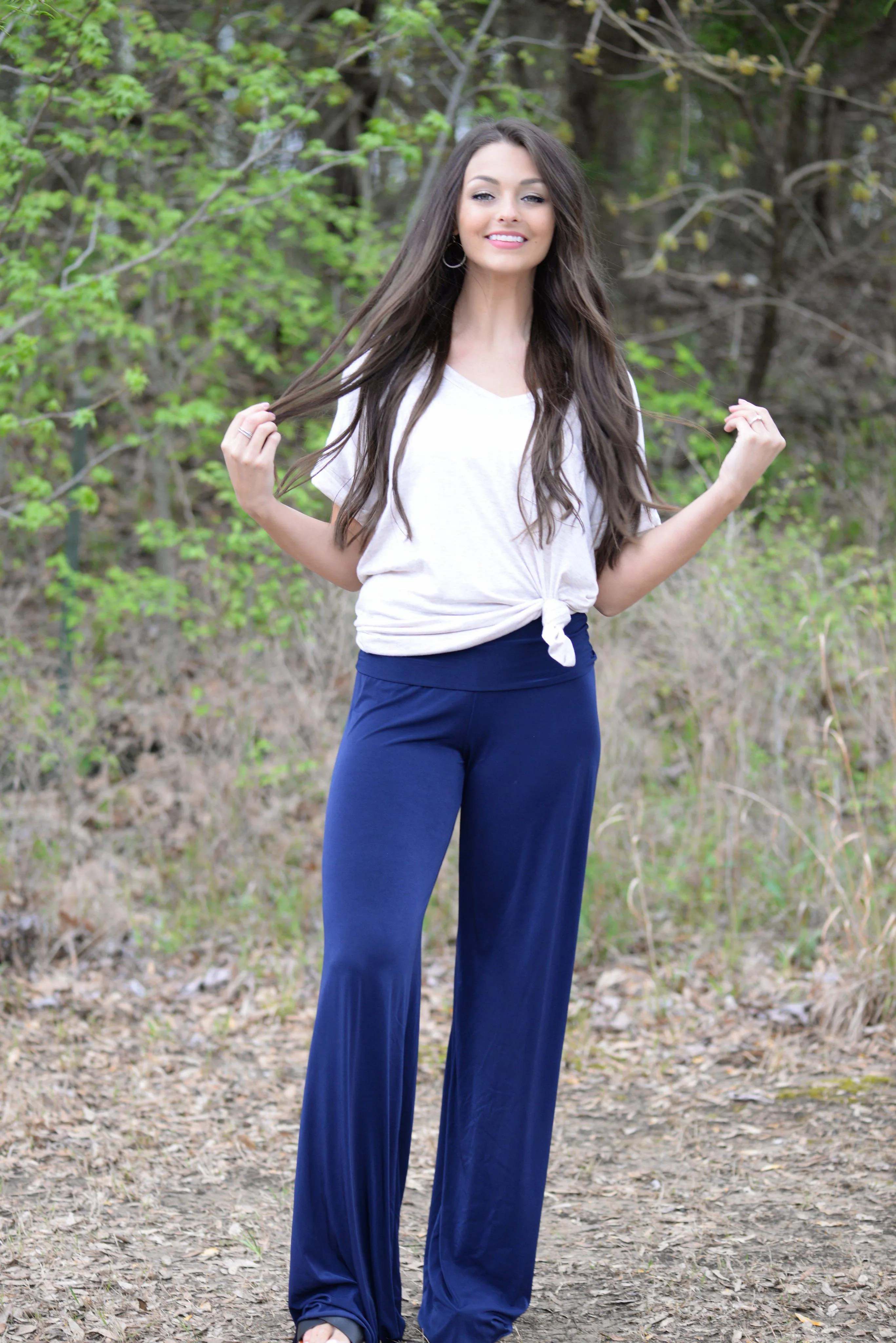 SOLID NAVY YOGA PANTS