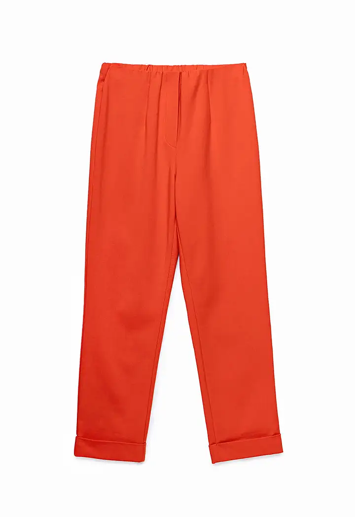 Solid Trouser With Folded Hem