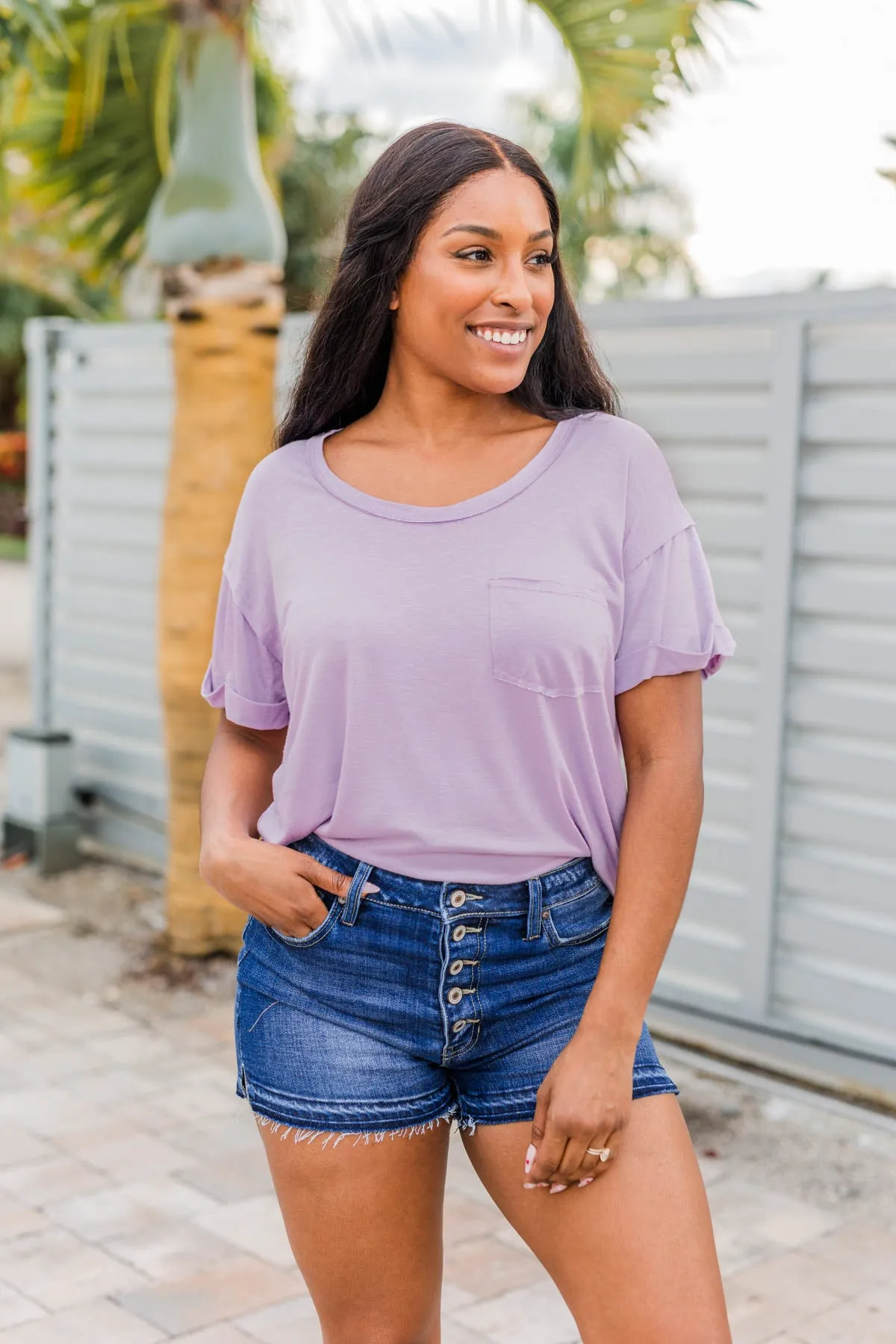 Start My Day Short Sleeve Top- Lilac