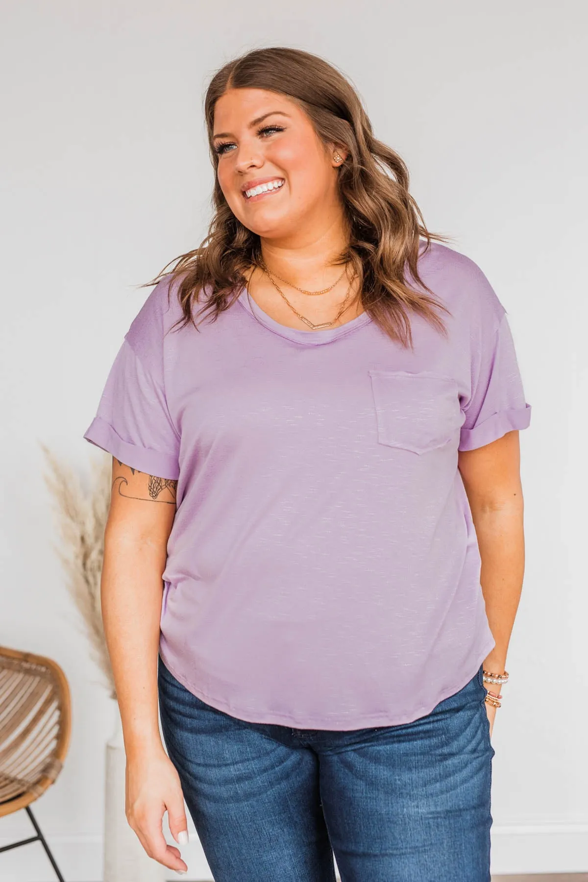 Start My Day Short Sleeve Top- Lilac