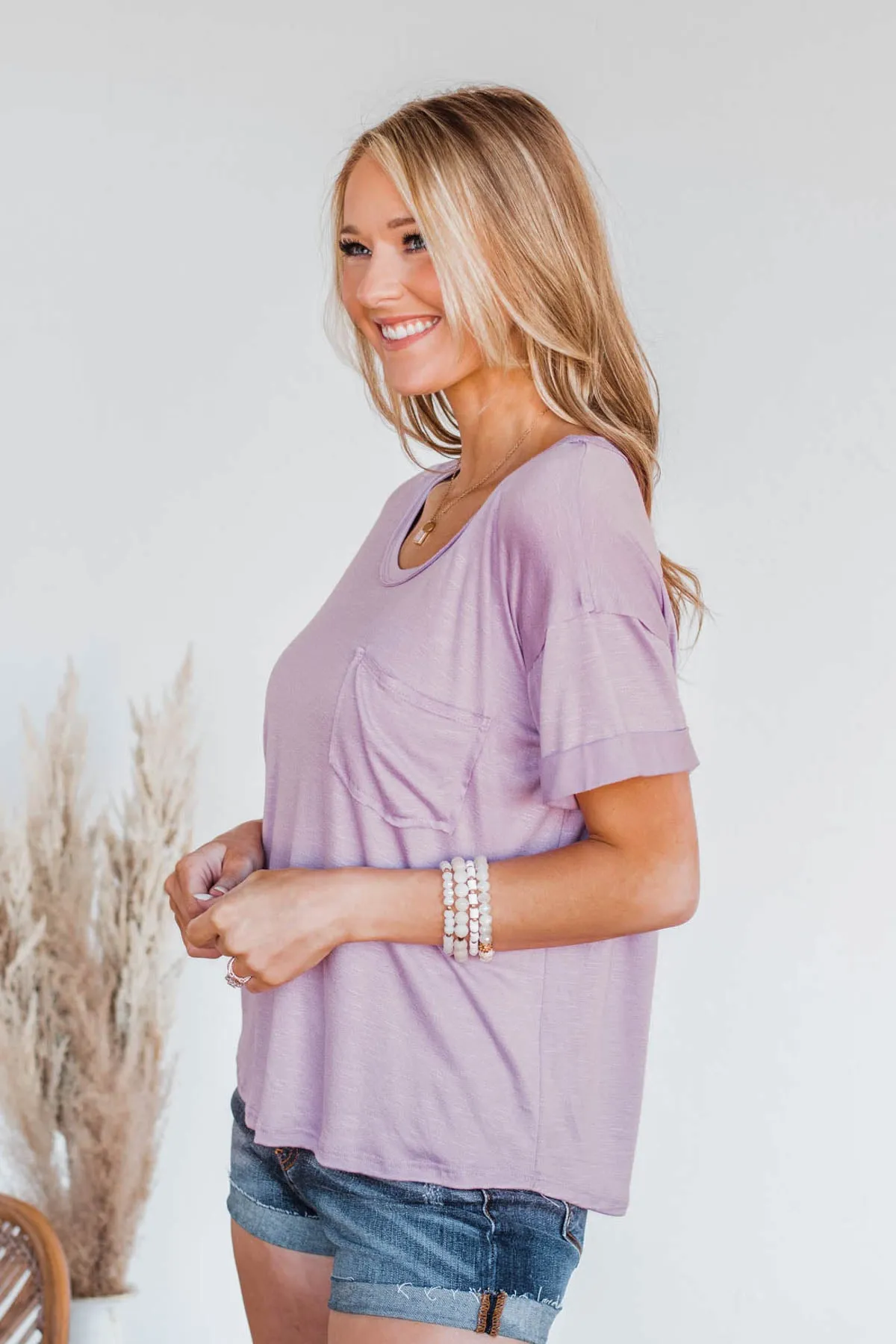 Start My Day Short Sleeve Top- Lilac