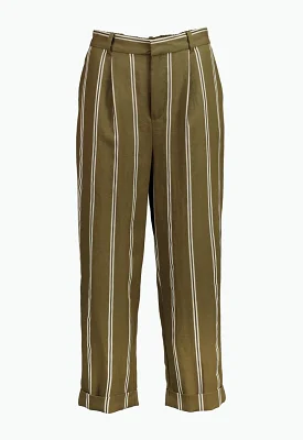 Striped Folded Hem Trouser