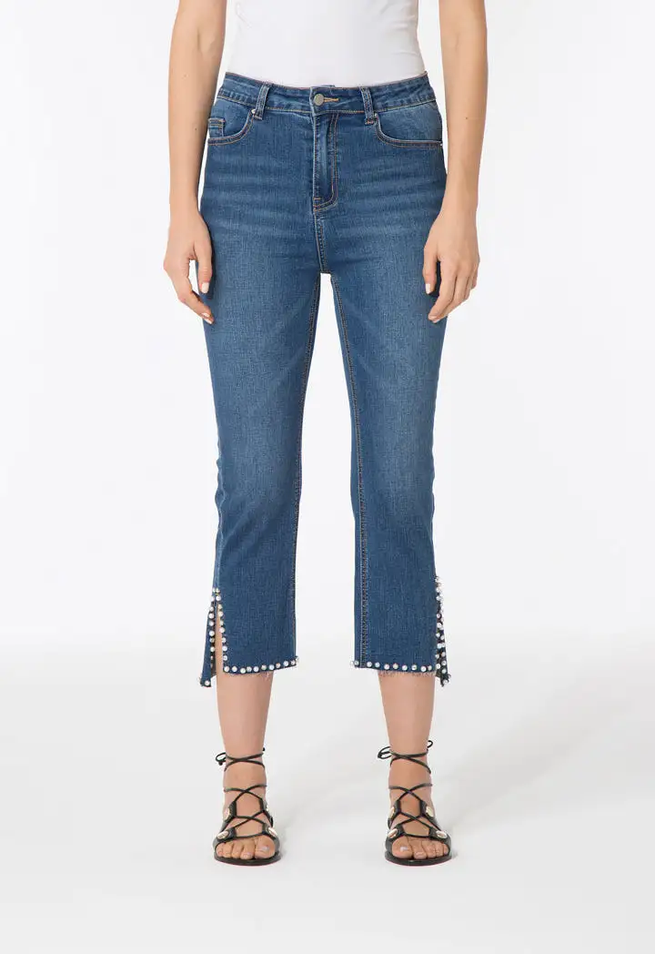 Studded Hem Denim Pants