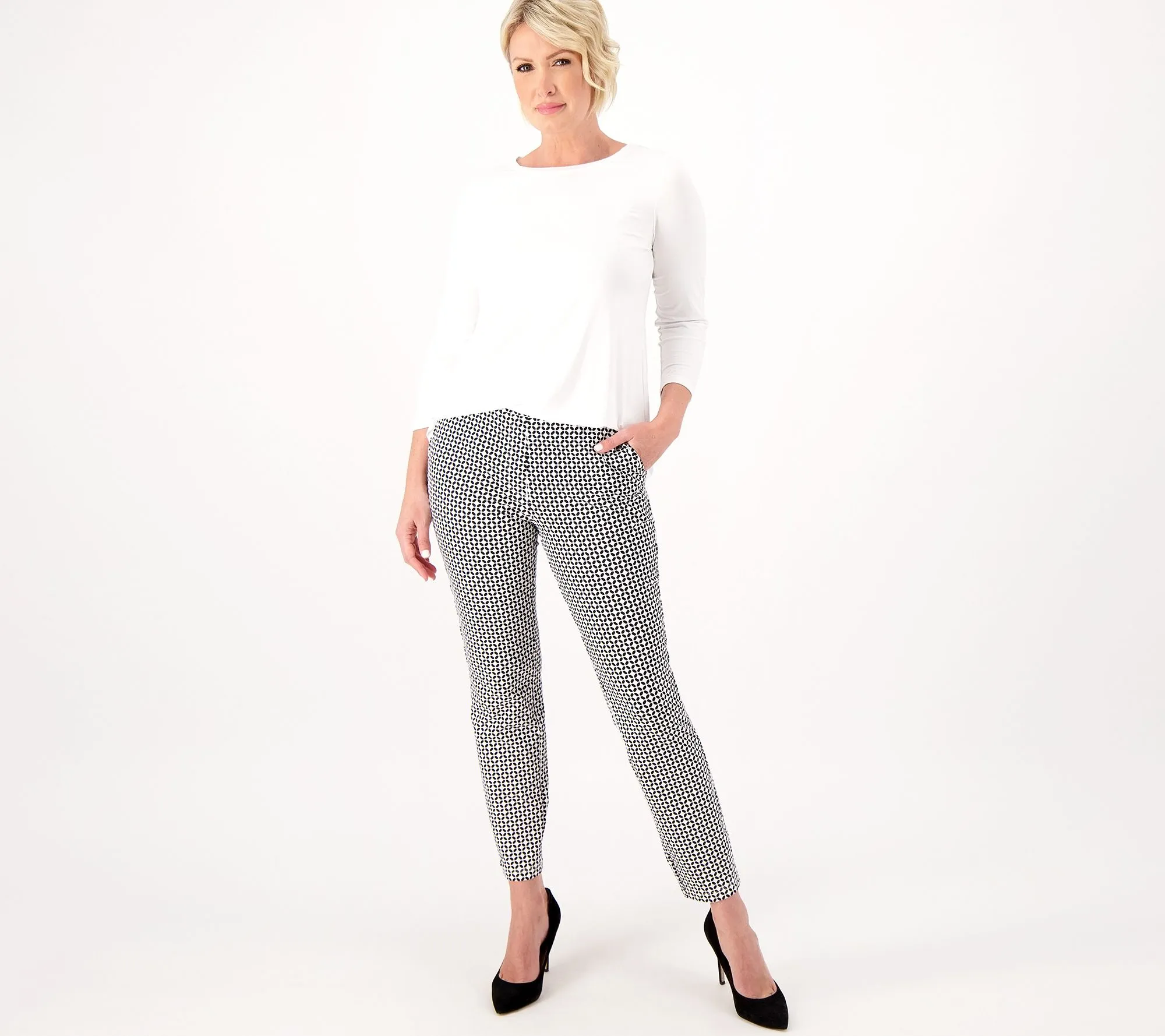 Susan Graver Weekend Regular Solid & Printed Premium Stretch Slim Pants