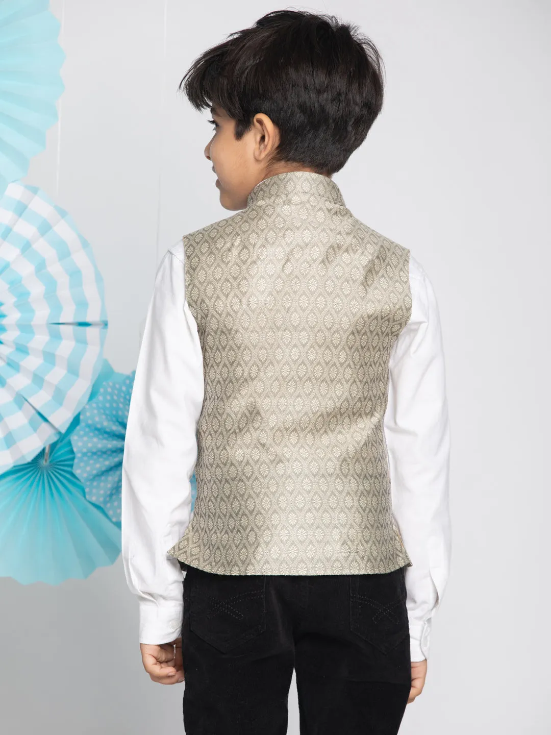 VASTRAMAY Boys Beige Nehru Jacket