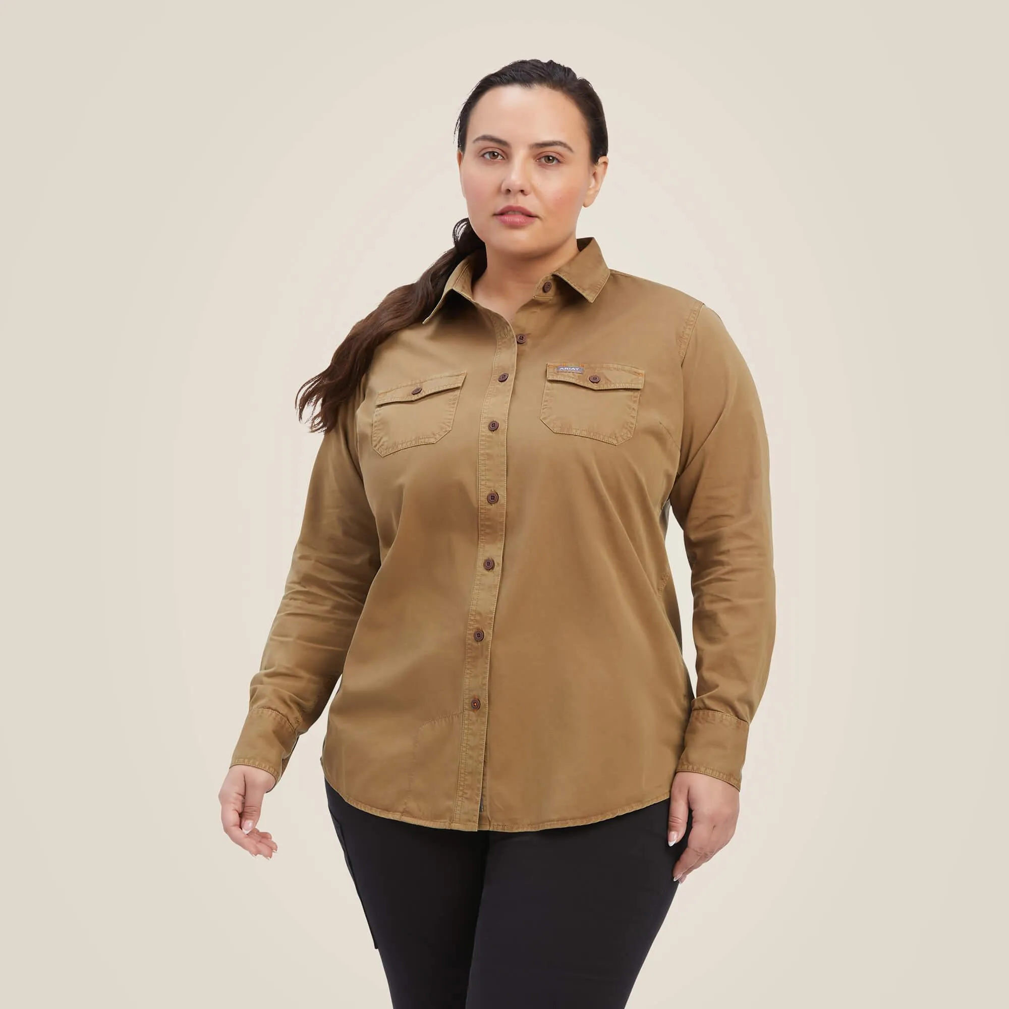 Women's Rebar Washed Twill Work Shirt - Khaki