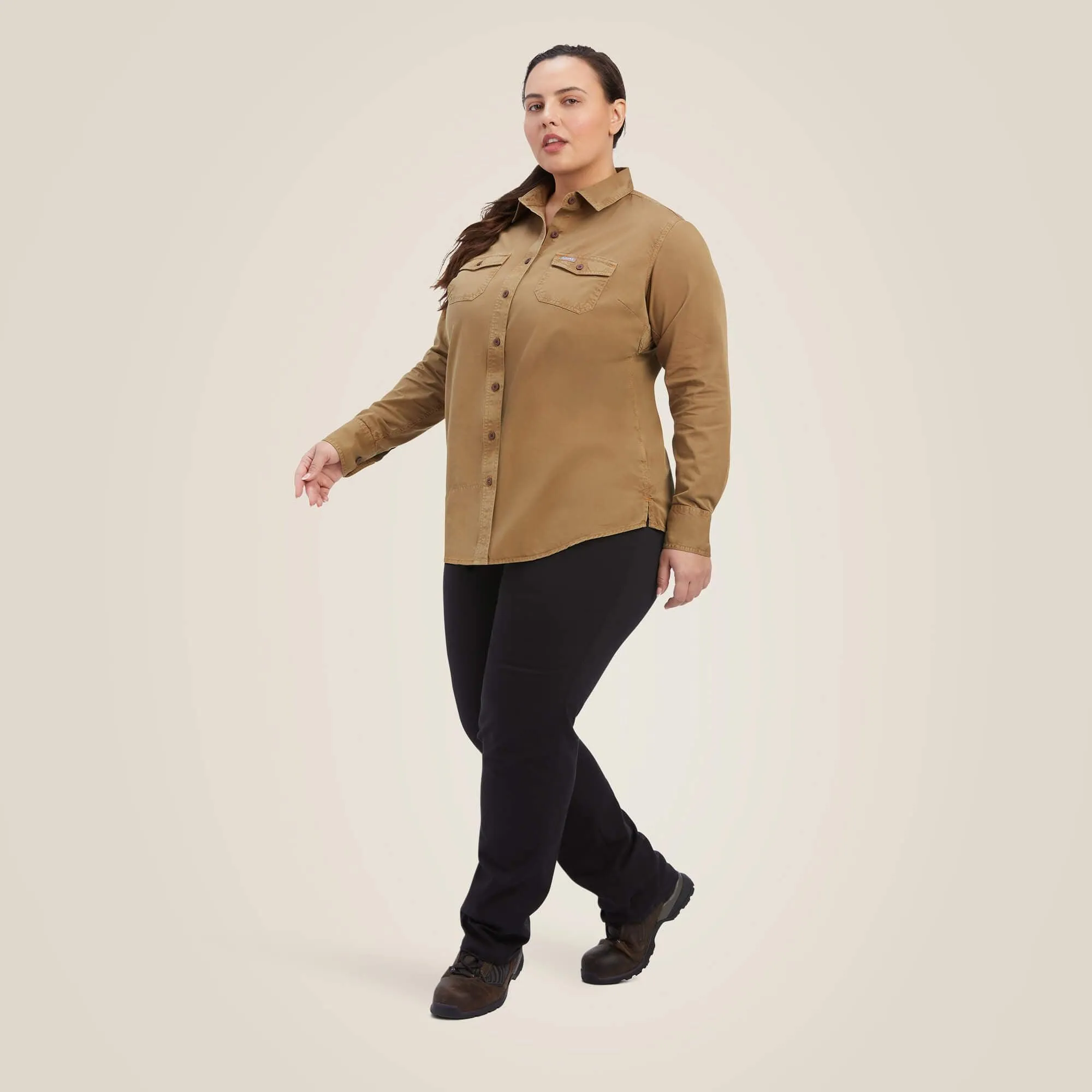 Women's Rebar Washed Twill Work Shirt - Khaki