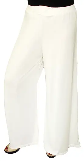 Womens Trousers Wide Leg Palazzo Solid Color Lycra Indian Clothing (Off-White)