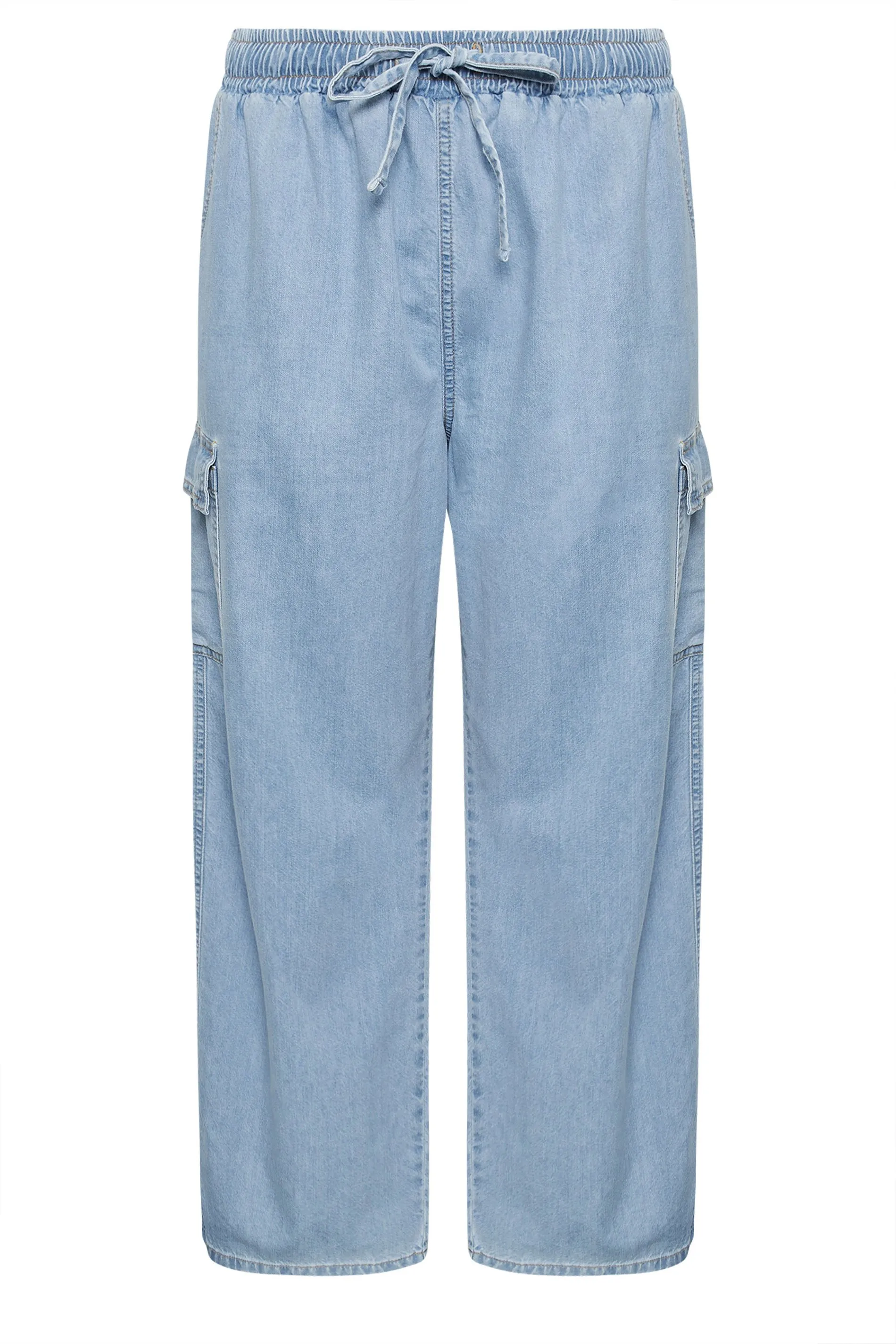 YOURS Curve Blue Wide Leg Cargo Jeans